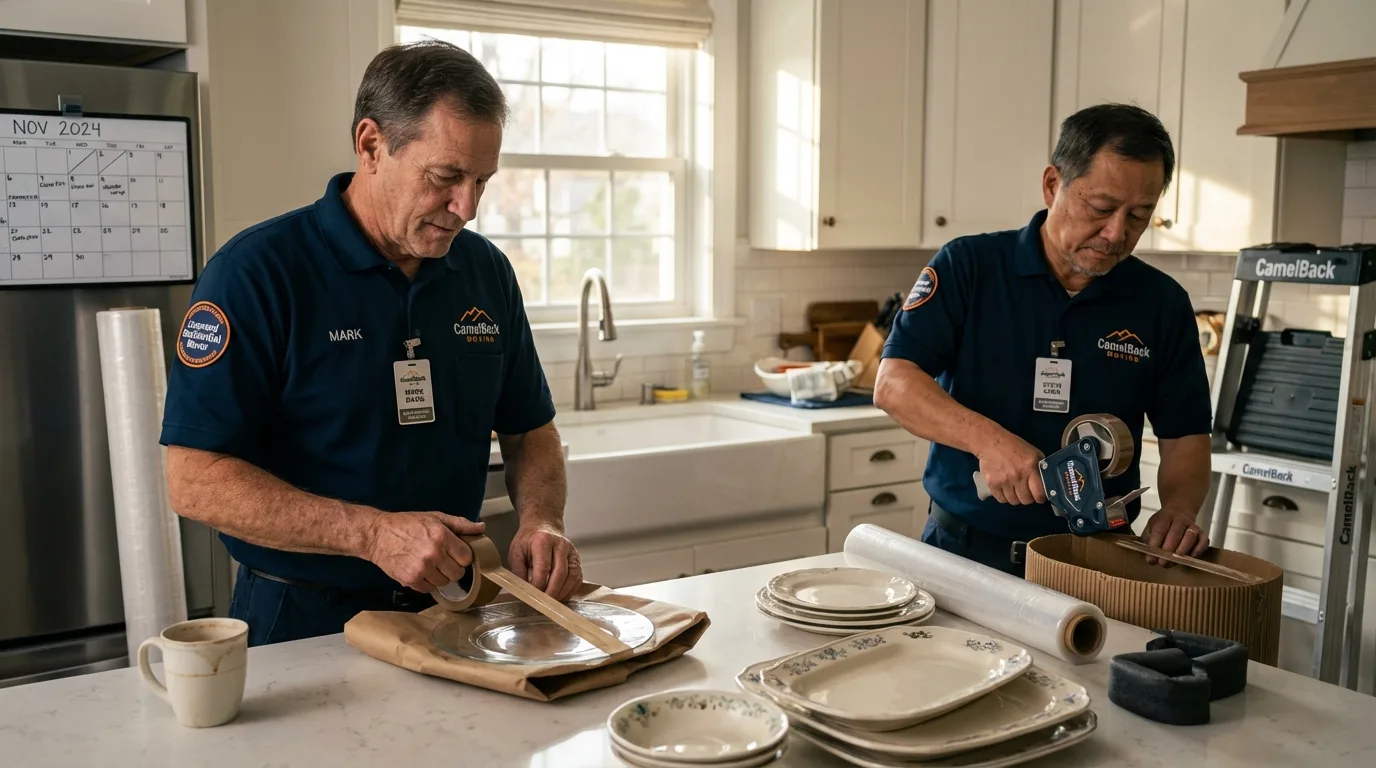 Professional crew packing kitchen dishware in Norwalk, CT